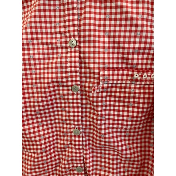 Columbia Women's Long Sleeve Button Down Red Gingham Plaid Shirt Medium - Picture 4 of 11